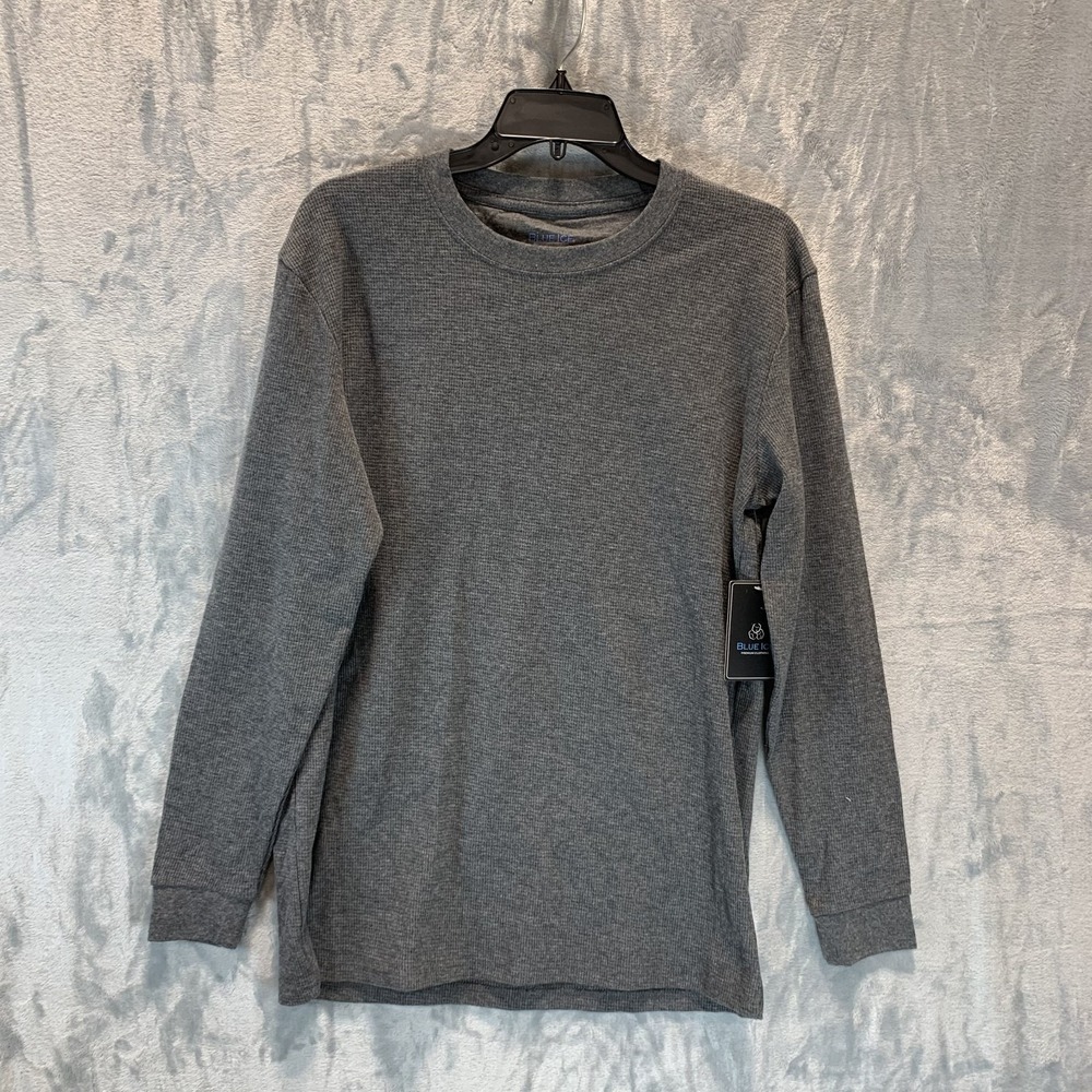 Blue Ice Men's Thermal Shirt M Long Sleeve Charcoal Gray Waffle Knit Crew‎ Neck